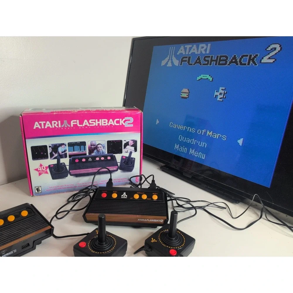 Mixed Lot Atari Flashback 2, 3 & 5 Plug & Play Gaming Consoles + Joysticks & Box
